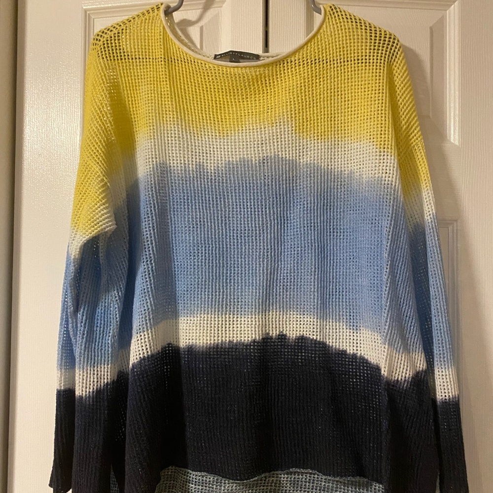 Elliot Lauren Comfortable Yellow White and Blue Sweater